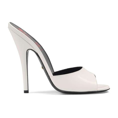 white gucci slide heels|gucci high heel mules.